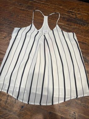 White and Black Striped Women's Racerback Tank Top